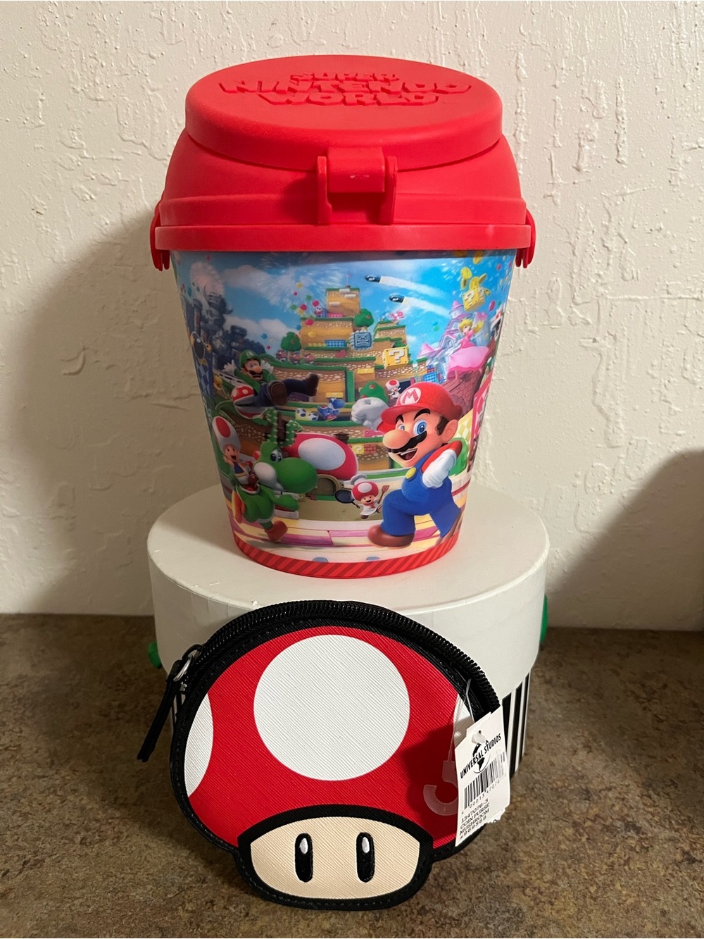 Super Mario Red Kids Snack Bucket with Mushroom Coin Purse